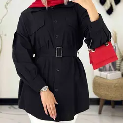 مانتو دو جیب آستین مچ - مانتو دو جیب آستین مچ کوتاه و دخترانه با کیفیت دوخت بالا در مدشیک