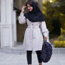 خرید مانتو دانشجویی پاییزه کمربند دار 1401 جذاب در مدشیک