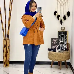 مانتو مخمل کبریتی یقه انگلیسی کد 622 | مدل مانتو مخمل کبریتی