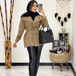 مانتو مخمل کبریتی یقه انگلیسی کد 622 | مدل مانتو مخمل کبریتی