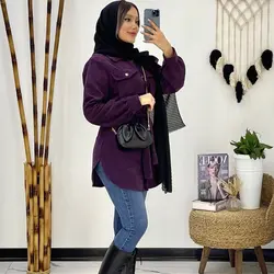 مانتو مخمل کبریتی جیب دار کد 647 | مانتو مخمل کبریتی دخترانه