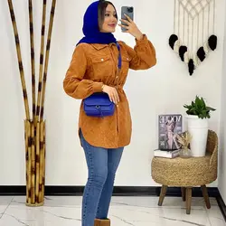 مانتو مخمل کبریتی جیب دار کد 647 | مانتو مخمل کبریتی دخترانه
