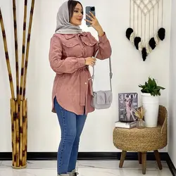 مانتو مخمل کبریتی جیب دار کد 647 | مانتو مخمل کبریتی دخترانه