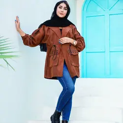 خرید مانتو میکرو یقه انگلیسی کمر گت | مانتو میکرو پاییزی
