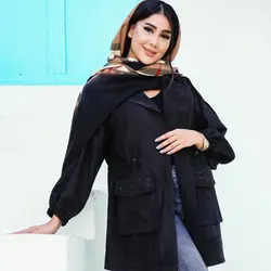 خرید مانتو میکرو یقه انگلیسی کمر گت | مانتو میکرو پاییزی