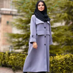 خرید مانتو دانشجویی بلند آستین پاگن دار | در بوتیک مدشیک