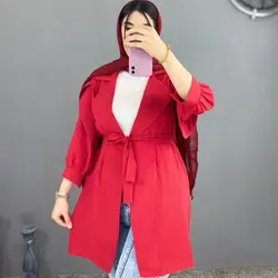 خرید مانتو ابروبادی کمربند دار کد 642 - مدل مانتو ابروبادی کوتاه و جدید