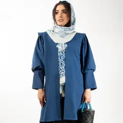 مانتو میکرو یقه گرد آستین پفی | خرید مانتو میکرو پاییزه