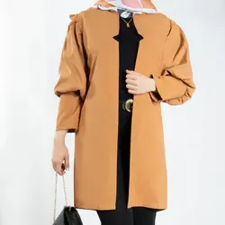 مانتو میکرو یقه گرد آستین پفی | خرید مانتو میکرو پاییزه