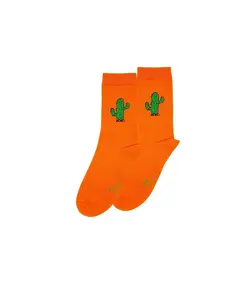 جوراب ساقدار پاتریس سری کشدار طرح کاکتوس نارنجی