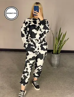 ست نیم تنه شلوار طرح گاوی کد 539