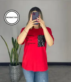 تیشرت طرح جیب پولک دار کد 397