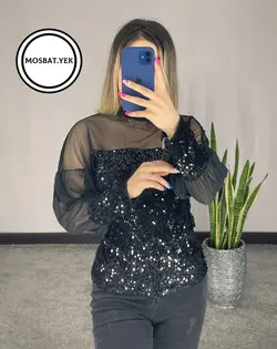 شومیز استین پیله پولک دار کد 498