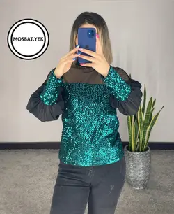 شومیز استین پیله پولک دار کد 498