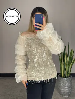 شومیز استین تور پولک دار کد 499