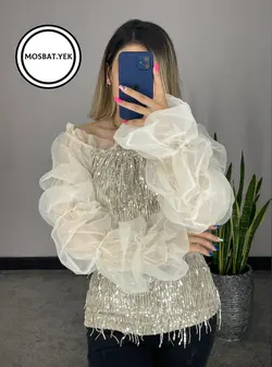 شومیز استین تور پولک دار کد 499