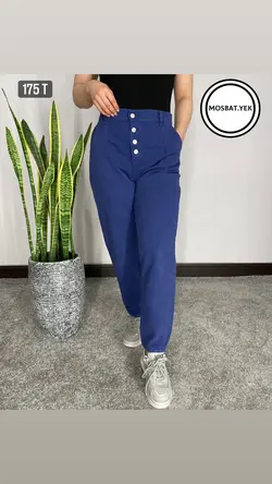 شلوار جین مام استایل ابی کاربنی کد 038