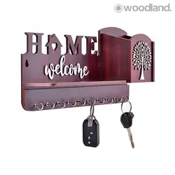 جا کلیدی دیواری، نگهدارنده موبایل چوبی طرح ویلسون مدل 1008