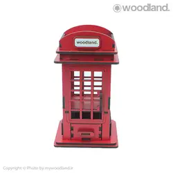 جا مدادی و قلمی رومیزی چوبی طرح باجه تلفن لندن مدل 10131