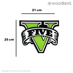 دیوارکوب جی تی ای ۵،تابلو لوگو GTA V، دکور اتاق گیمینگ مدل 10172