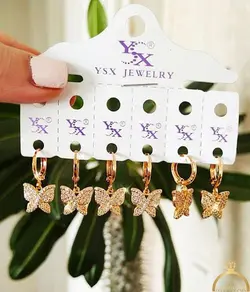 گوشواره طرح طلا مدل پروانه کد 8123