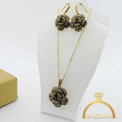 نیمست زنانه سیاه قلم طرح طلا مدل رز کد 11032