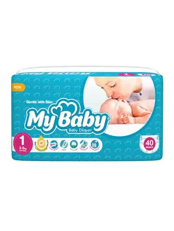 پوشک مای بیبی آبی سری مهربان با پوست سایز 1 بسته 40 عددی - فروشگاه اینترنتی نیتا