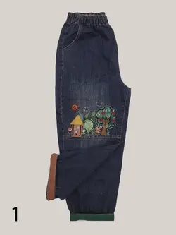 شلوار لی تکه دوزی مام فیت برند MAXX