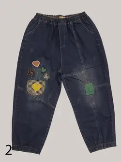 شلوار لی تکه دوزی مام فیت برند MAXX