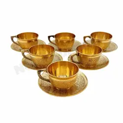 فنجان و نعلبکی برنجی طرح طاووس - نوین برنز