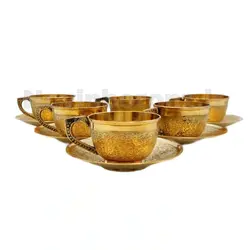 فنجان و نعلبکی برنجی طرح طاووس - نوین برنز