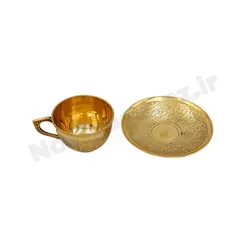 فنجان و نعلبکی برنجی طرح طاووس - نوین برنز