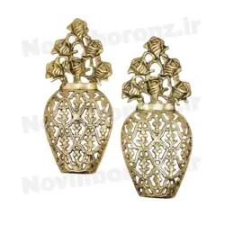 گلدان دیواری برنزی مدل توری بیضی - نوین برنز