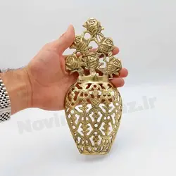 گلدان دیواری برنزی مدل توری بیضی - نوین برنز