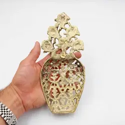 گلدان دیواری برنزی مدل توری بیضی - نوین برنز