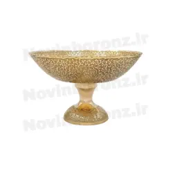 آجیل خوری برنجی طرح طاووس لبه ریز 10 اینچ - نوین برنز