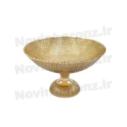 آجیل خوری برنجی طرح طاووس لبه ریز 10 اینچ - نوین برنز