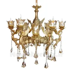 لوستر برنزی 6 شاخه مدل فرشته دوبل - نوین برنز