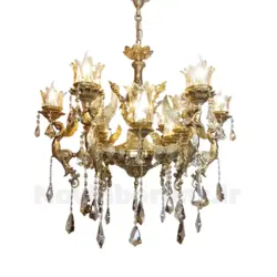 لوستر برنزی 6 شاخه مدل فرشته دوبل - نوین برنز