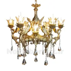 لوستر برنزی 6 شاخه مدل فرشته دوبل - نوین برنز