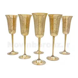 جام برنجی پایه دار قلم دست 9 اینچ - نوین برنز