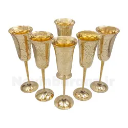 جام برنجی پایه دار قلم دست 9 اینچ - نوین برنز