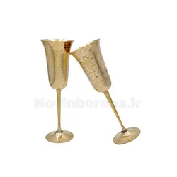 جام برنجی پایه دار قلم دست 9 اینچ - نوین برنز