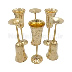 جام برنجی پایه دار قلم دست 9 اینچ - نوین برنز