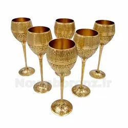 جام برنجی پایه دار طرح طاووس 9 اینچ - نوین برنز