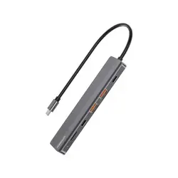 هاب ۶ تایی پاورلوژی Powerology 6in1 Slim 4K HDMI USB-C Hub - اورجیلند