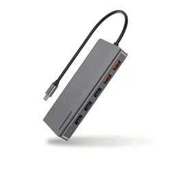 هاب ۱۲ تایی پاورلوژی Powerology 12in1 HDMI DP 4K USB-C Hub Ethernet - اورجیلند