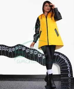 بارانی میکرو واترپرو آستین چرم کلاهدار