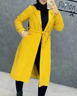 0130 - مانتو بلند مخمل کبریتی