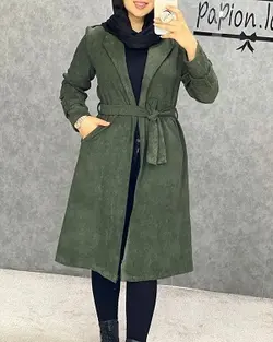 0130 - مانتو بلند مخمل کبریتی